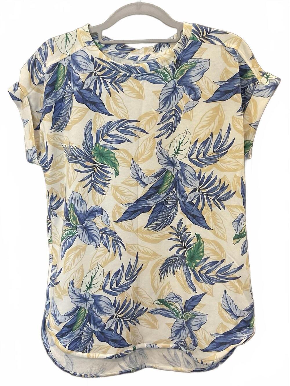 Cupio Womens Short Sleeve Round Neck Leaf Design Tee Size Small